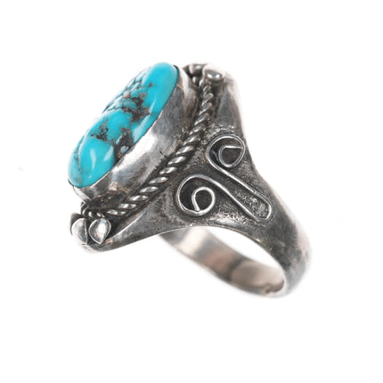 sz10 Vintage Native American silver ring with Kingman turquoise - Estate Fresh Austin