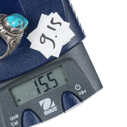 sz10 Vintage Native American silver ring with Kingman turquoise - Estate Fresh Austin