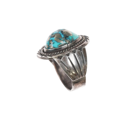 sz10 Vintage Native American sterling ring with pyrite turquoise - Estate Fresh Austin