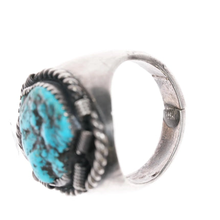 sz10 Vintage Native American sterling ring with turquoise nugget - Estate Fresh Austin
