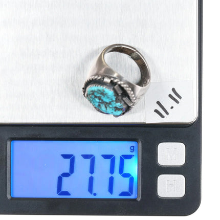 sz10 Vintage Native American sterling ring with turquoise nugget - Estate Fresh Austin