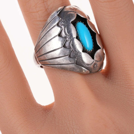 sz10 Vintage Navajo Sterling and Sleeping Beauty turquoise ring - Estate Fresh Austin