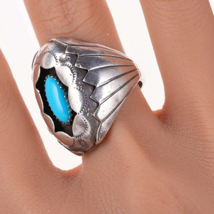 sz10 Vintage Navajo Sterling and Sleeping Beauty turquoise ring - Estate Fresh Austin