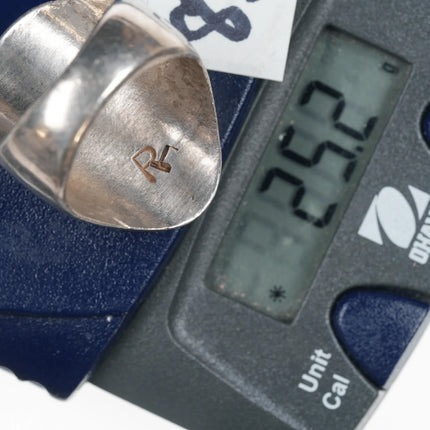 sz10 Vintage Zuni silver turquoise channel inlay nugget ring - Estate Fresh Austin