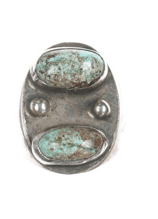 sz10.25 1950's Native American silver ring with turquoise - Estate Fresh Austin