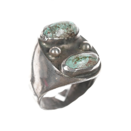 sz10.25 1950's Native American silver ring with turquoise - Estate Fresh Austin