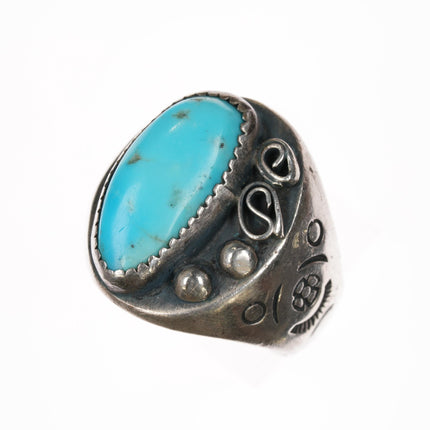 sz10.25 c1960's Nice Mexican Sterling turquoise ring - Estate Fresh Austin