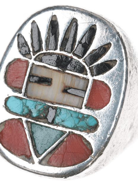 sz10.25 Frank Vacit Zuni channel inlay kachina ring - Estate Fresh Austin