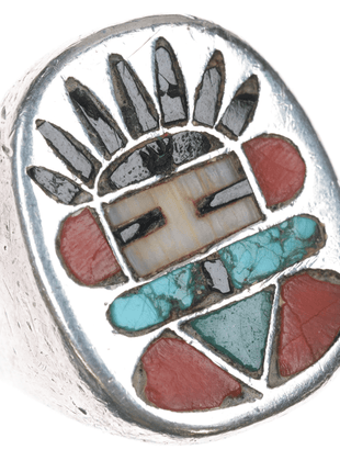 sz10.25 Frank Vacit Zuni channel inlay kachina ring - Estate Fresh Austin