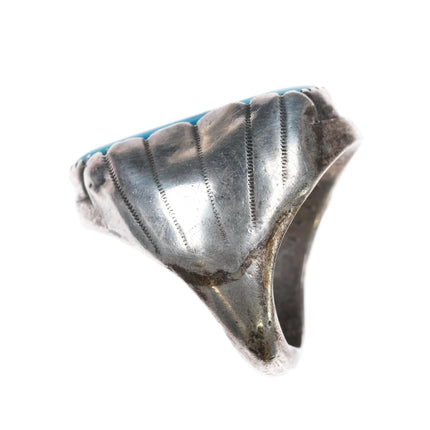 sz10.25 Huge Vintage pyrite turquoise Native American sterling ring - Estate Fresh Austin