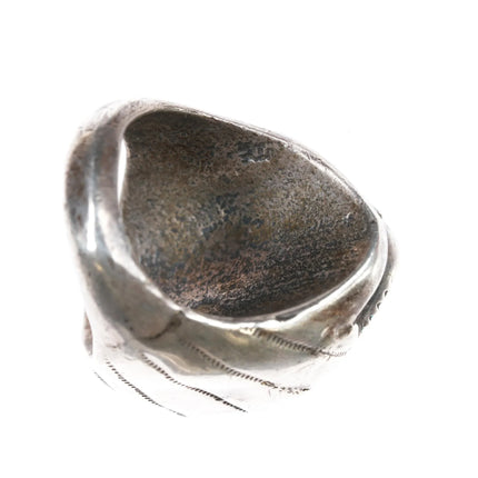 sz10.25 Huge Vintage pyrite turquoise Native American sterling ring - Estate Fresh Austin
