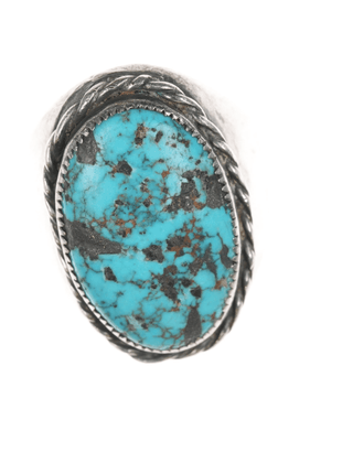 sz10.25 Large Native American sterling and turquoise men's ring - Estate Fresh Austin