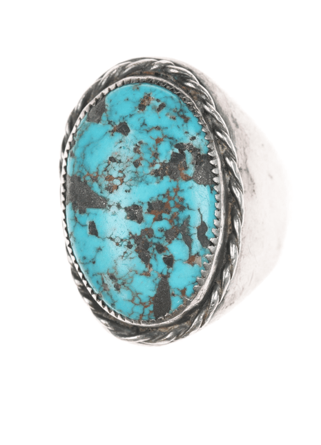 sz10.25 Large Native American sterling and turquoise men's ring - Estate Fresh Austin