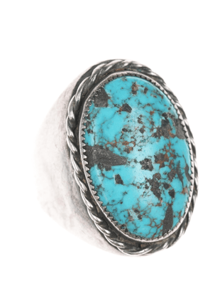 sz10.25 Large Native American sterling and turquoise men's ring - Estate Fresh Austin