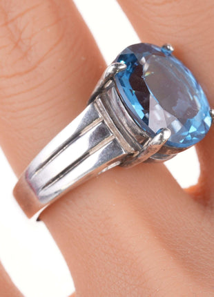 sz10.25 Seta Sterling blue topaz ring - Estate Fresh Austin