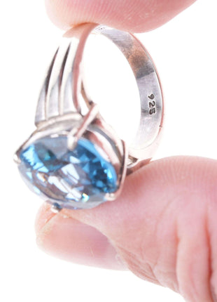 sz10.25 Seta Sterling blue topaz ring - Estate Fresh Austin