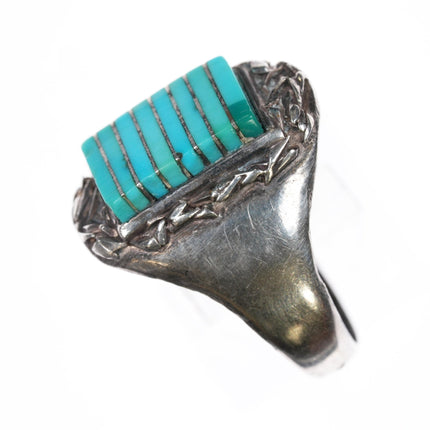 sz10.25 SJT Zuni sterling sleeping beauty turquoise channel inlay ring - Estate Fresh Austin