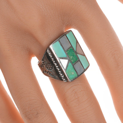 sz10.25 Vintage Zuni channel inlay silver ring - Estate Fresh Austin