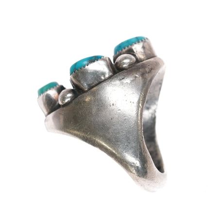 sz10.5 Huge vintage Native American sterling high grade turquoise cluster ring - Estate Fresh Austin