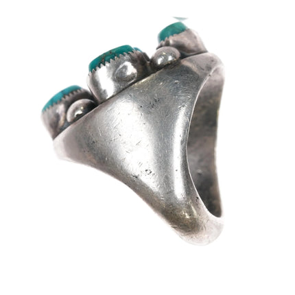 sz10.5 Huge vintage Native American sterling high grade turquoise cluster ring - Estate Fresh Austin