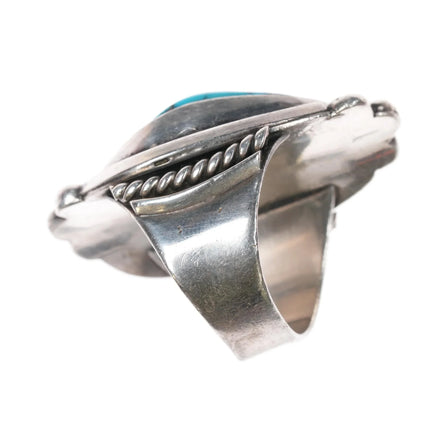 sz10.5 Large Vintage pyrite spiderweb turquoise sterling ring - Estate Fresh Austin