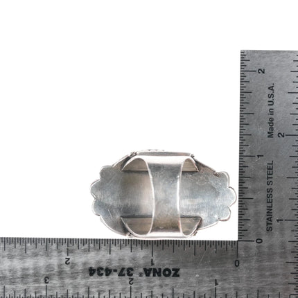 sz10.5 Large Vintage pyrite spiderweb turquoise sterling ring - Estate Fresh Austin