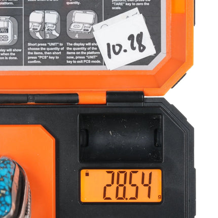 sz10.5 Large Vintage pyrite spiderweb turquoise sterling ring - Estate Fresh Austin