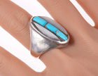 sz10.5 Zuni sterling Silver turquoise/shell Cobblestone inlay ring - Estate Fresh Austin