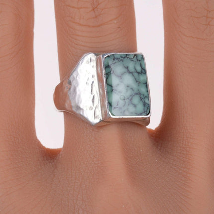 sz10.5 Southwestern sterling spiderweb variscite ring - Estate Fresh Austin