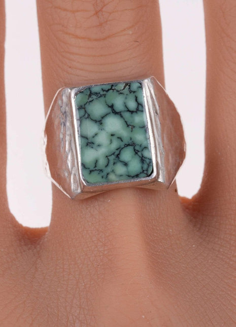 sz10.5 Southwestern sterling spiderweb variscite ring - Estate Fresh Austin