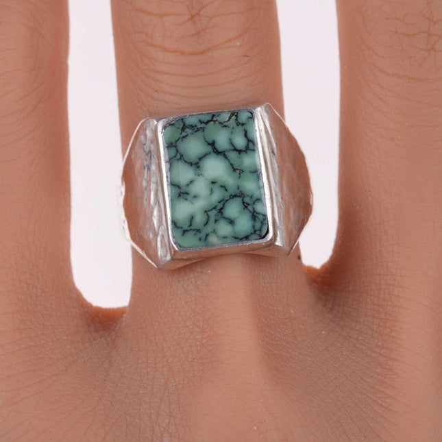 sz10.5 Southwestern sterling spiderweb variscite ring - Estate Fresh Austin