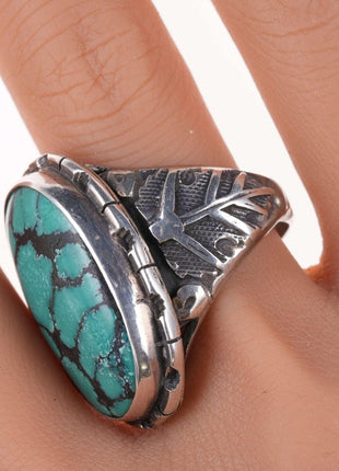 Sz10.5 Sterling and Webbed Nevada Variscite ring - Estate Fresh Austin