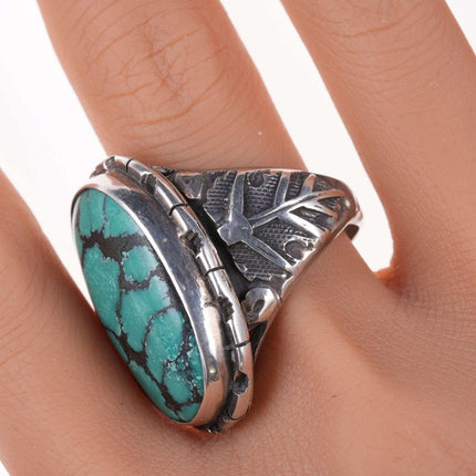 Sz10.5 Sterling and Webbed Nevada Variscite ring - Estate Fresh Austin