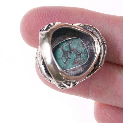 Sz10.5 Sterling and Webbed Nevada Variscite ring - Estate Fresh Austin