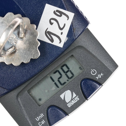 sz10.5 Sterling, turquoise, and coral cluster ring - Estate Fresh Austin