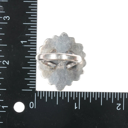 sz10.5 Sterling, turquoise, and coral cluster ring - Estate Fresh Austin