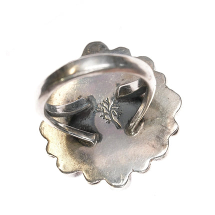 sz10.5 Sterling, turquoise, and coral cluster ring - Estate Fresh Austin