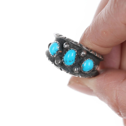 sz10.5 Vintage ML Native American Sterling and turquoise ring - Estate Fresh Austin