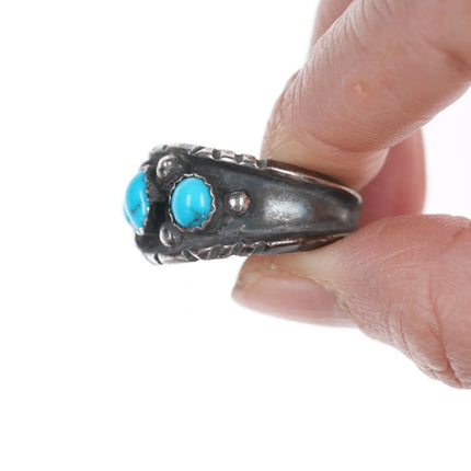 sz10.5 Vintage ML Native American Sterling and turquoise ring - Estate Fresh Austin