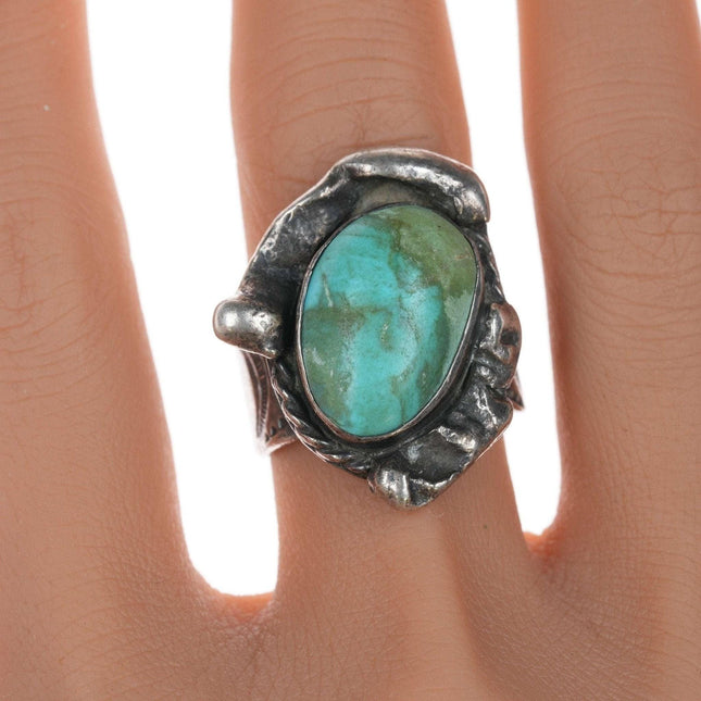 sz10.5 Vintage Native American Sterling and turquoise ring - Estate Fresh Austin