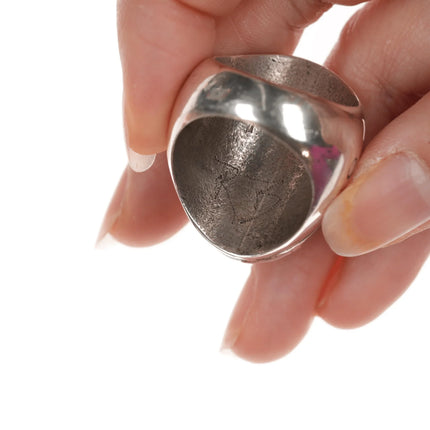 sz10.75 Large Vintage Zuni redbird inlay sterling ring - Estate Fresh Austin