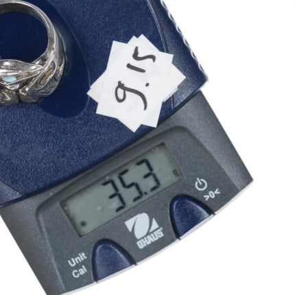 sz10.75 Patty Fawn, Cherokee/Kwakiutl Tribe silver ring with abalone inlay - Estate Fresh Austin