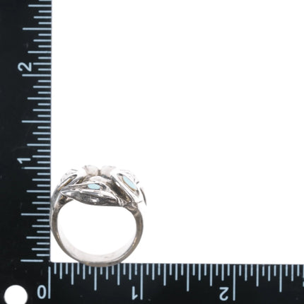 sz10.75 Patty Fawn, Cherokee/Kwakiutl Tribe silver ring with abalone inlay - Estate Fresh Austin