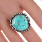 sz10.75 Vintage Native American silver and turquoise ring with twisted wire - Estate Fresh Austin