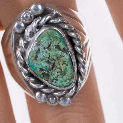 Sz10.75 Vintage Navajo Sterling turquoise men's ring - Estate Fresh Austin