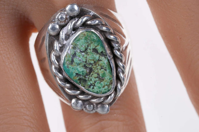 Sz10.75 Vintage Navajo Sterling turquoise men's ring - Estate Fresh Austin