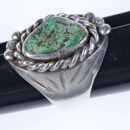 Sz10.75 Vintage Navajo Sterling turquoise men's ring - Estate Fresh Austin