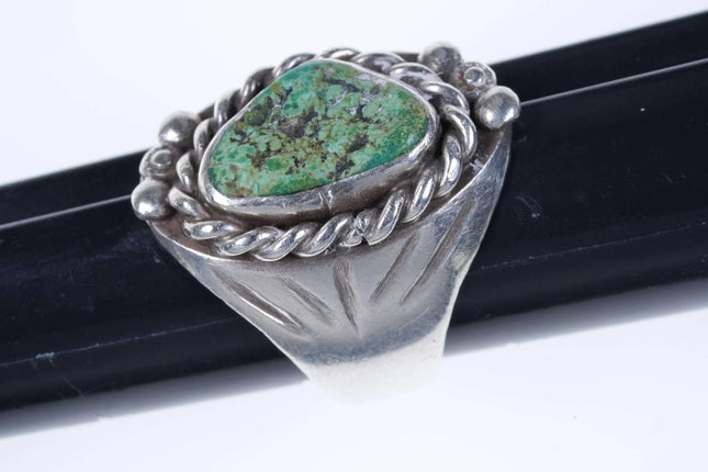 Sz10.75 Vintage Navajo Sterling turquoise men's ring - Estate Fresh Austin