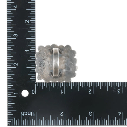 Sz11 Gilbert Nez Navajo large sterling and turquoise ring - Estate Fresh Austin