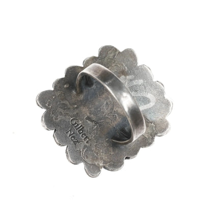 Sz11 Gilbert Nez Navajo large sterling and turquoise ring - Estate Fresh Austin